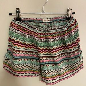 Angie Green and Pink Shorts with Vibrant Pattern